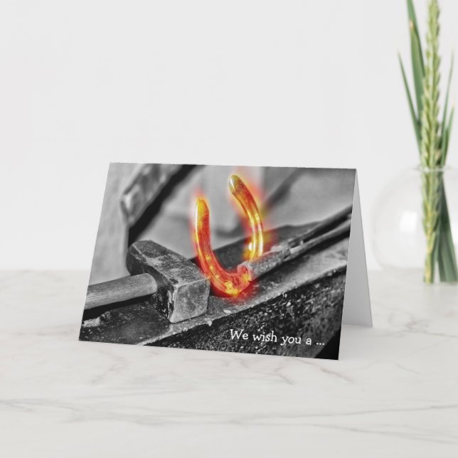 Happy Birthday Card: Glowing Horseshoe Card (Front)
