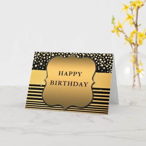 Happy Birthday Card Gold Black Luxury