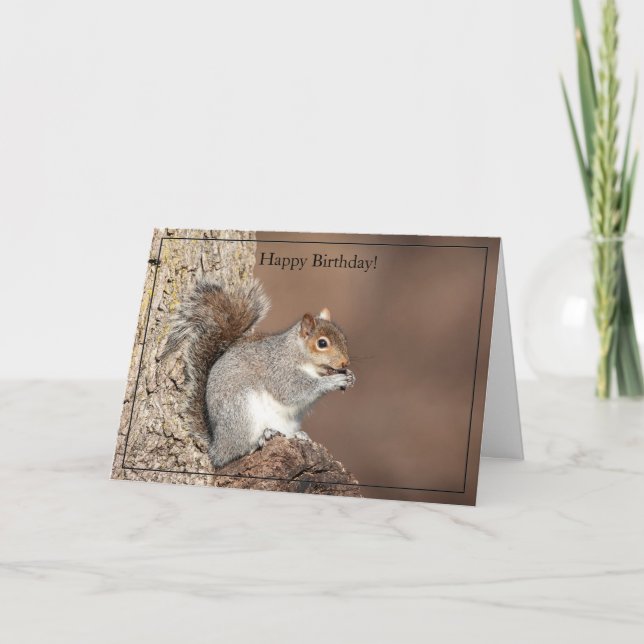 Happy Birthday Card Gray Squirrel (Front)