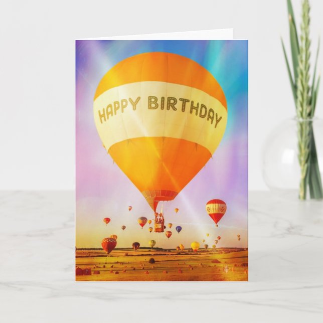 Happy Birthday Card: Hot-air Balloons Card (Front)