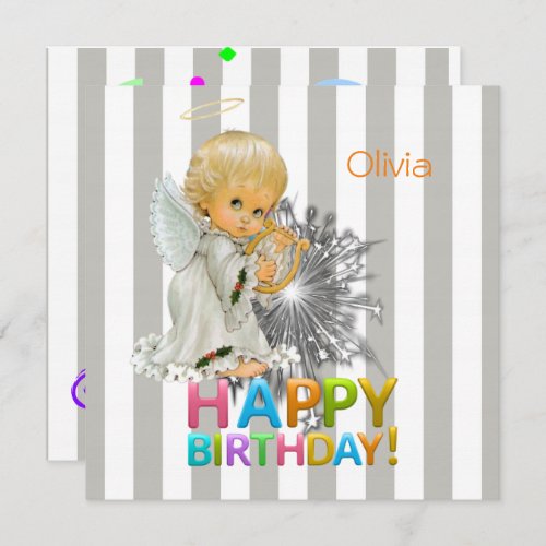 Happy Birthday Card Invitation Angel