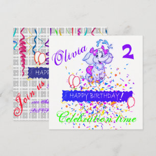 Happy Birthday Card Invitation Elephant