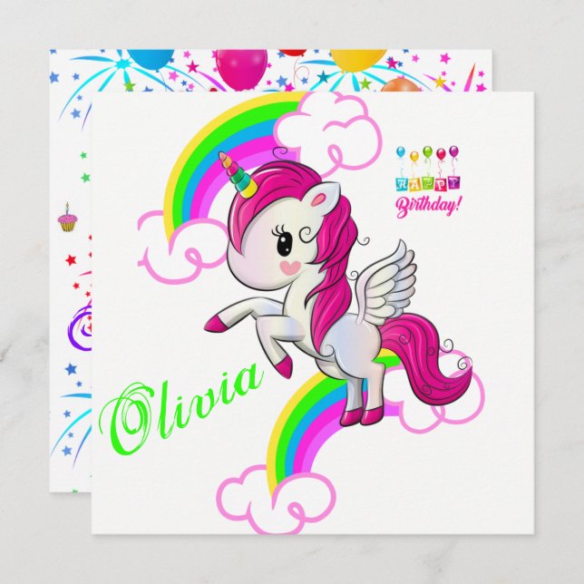 Happy Birthday Card Invitation Pony (Front/Back)