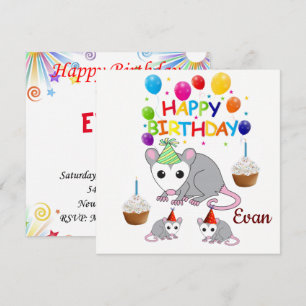 Happy Birthday Card Invitation Possum