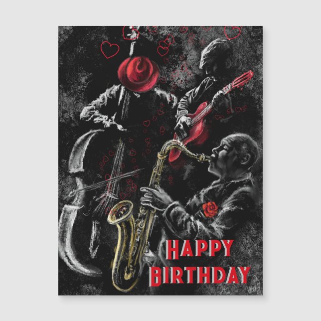 Happy Birthday Card Jazz Music Band (Front)