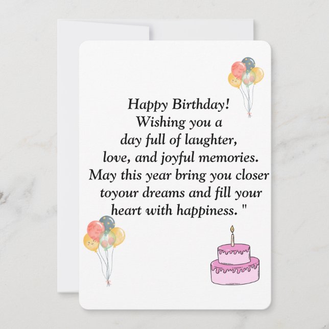  Happy Birthday Card - Joyful Wishes, Balloons & C (Front)