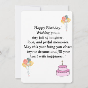 Happy Birthday Card - Joyful Wishes, Balloons & C