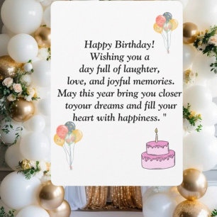 Happy Birthday Card - Joyful Wishes, Balloons & C