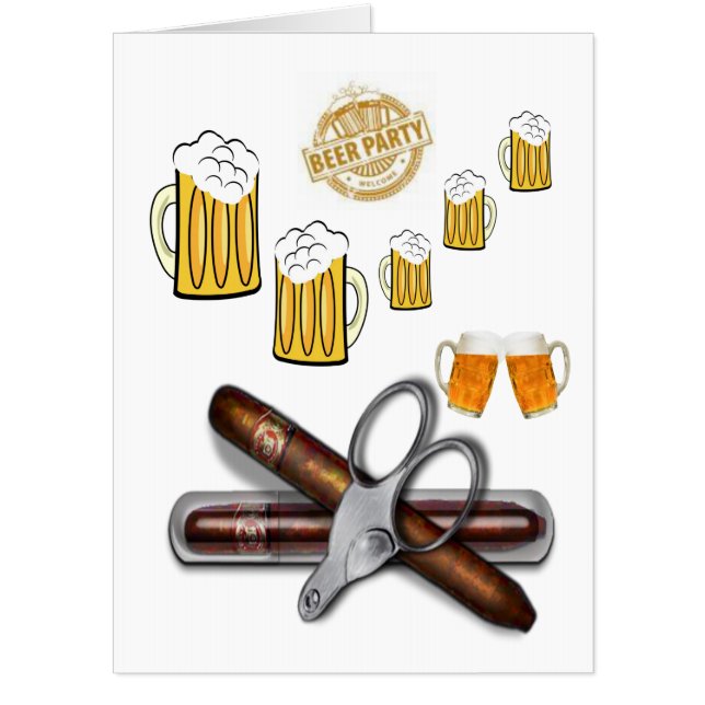 Happy Birthday Card, Large Beer Party Card (Front)