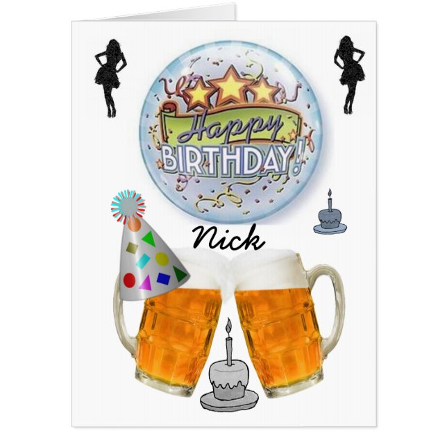 Happy Birthday Card, Large Birthday Card Beer (Front)