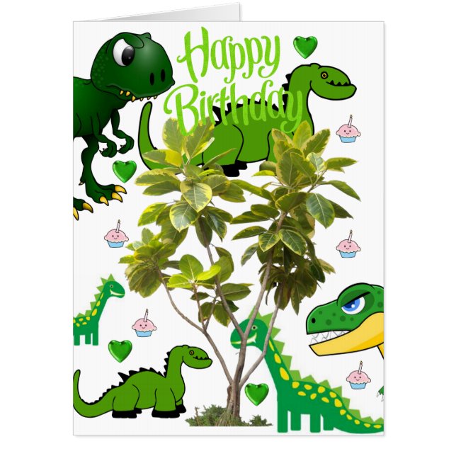 Happy Birthday Card, Large Birthday Card Dinosaur (Front)