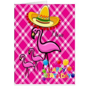 Happy Birthday Card, Large Birthday Card Flamingo