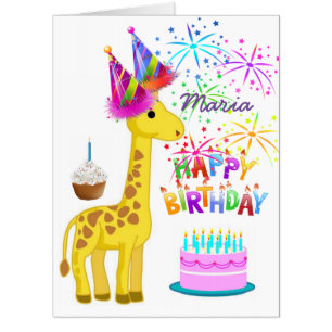Happy Birthday Card, Large Birthday Card Giraffe