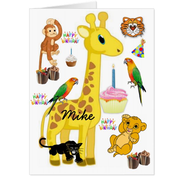 Happy Birthday Card, Large Birthday Card Giraffe (Front)