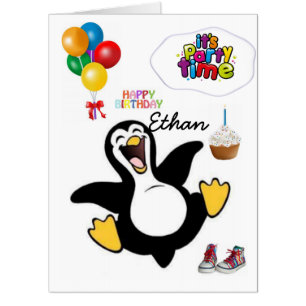 Happy Birthday Card, Large Birthday Card Penguin
