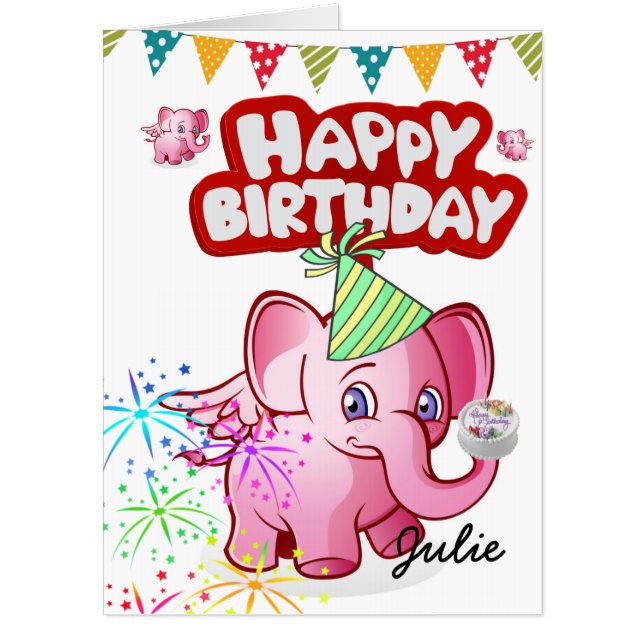 Happy Birthday Card, Large Birthday Card Pig (Front)