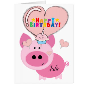 Happy Birthday Card, Large Birthday Card Pig