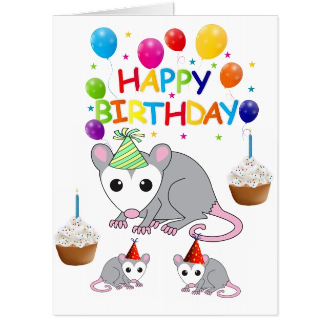 Happy Birthday Card, Large Birthday Card Possum (Front)