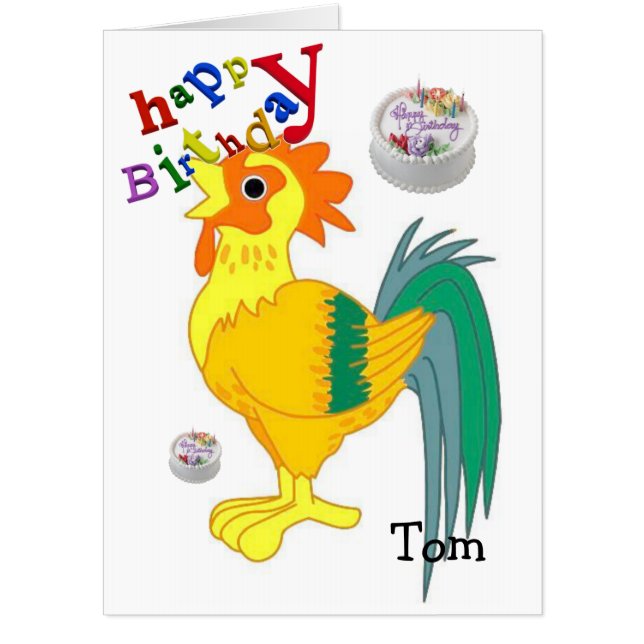 Happy Birthday Card, Large Birthday Card Rooster (Front)