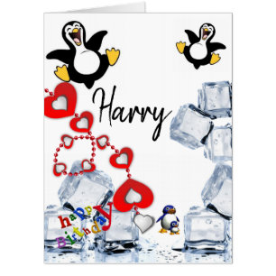Happy Birthday Card, Large Birthday Penguin Card