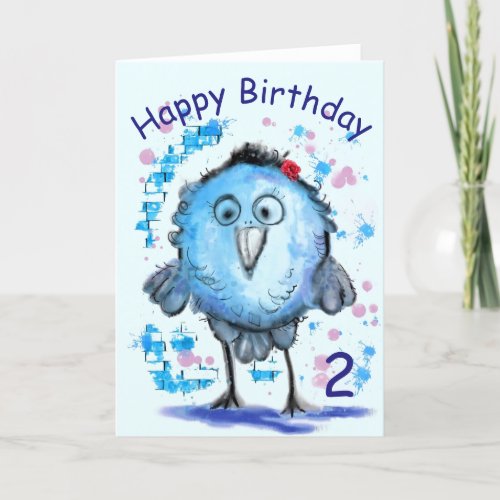 Happy Birthday Card Little Blue Bird