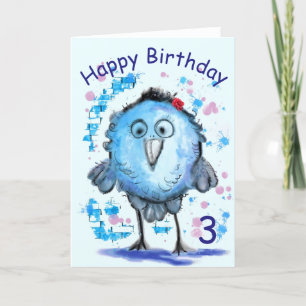 Happy Birthday Card Little Blue Bird Funny