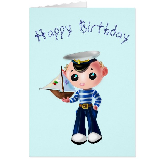 Happy Birthday Card Little Sailor Boy (Front)