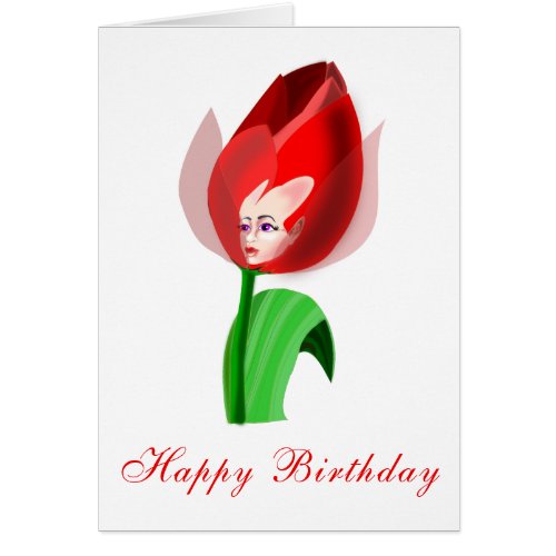 Happy Birthday Card Little Tulip Girl