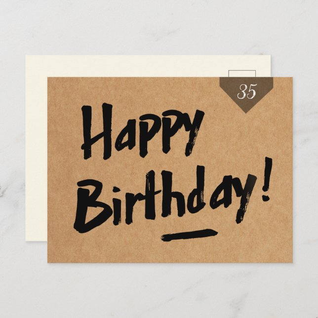 Happy Birthday card - Men - rustic kraft paper (Front/Back)