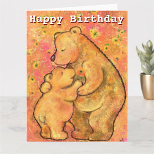 Happy Birthday Card Mom and Baby Bear - Hug