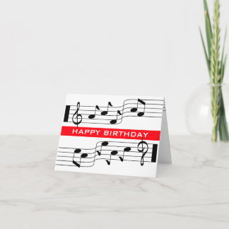 Happy Birthday Card Music Note Score White