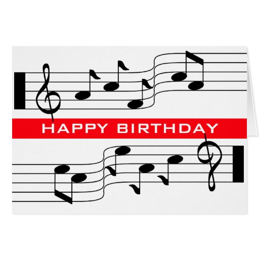 Happy Birthday Card Music Note Score White | Zazzle