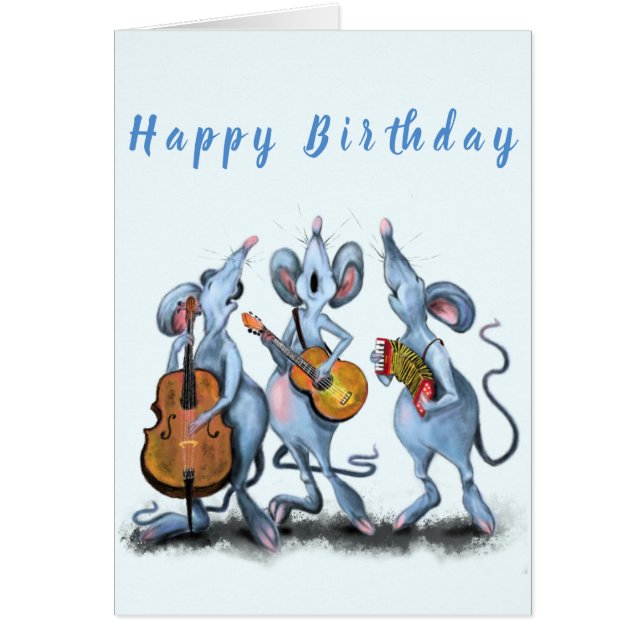 Happy Birthday Card Musical Mouse Band (Front)