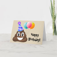 Happy Birthday Card: Party Poop Emoji Card