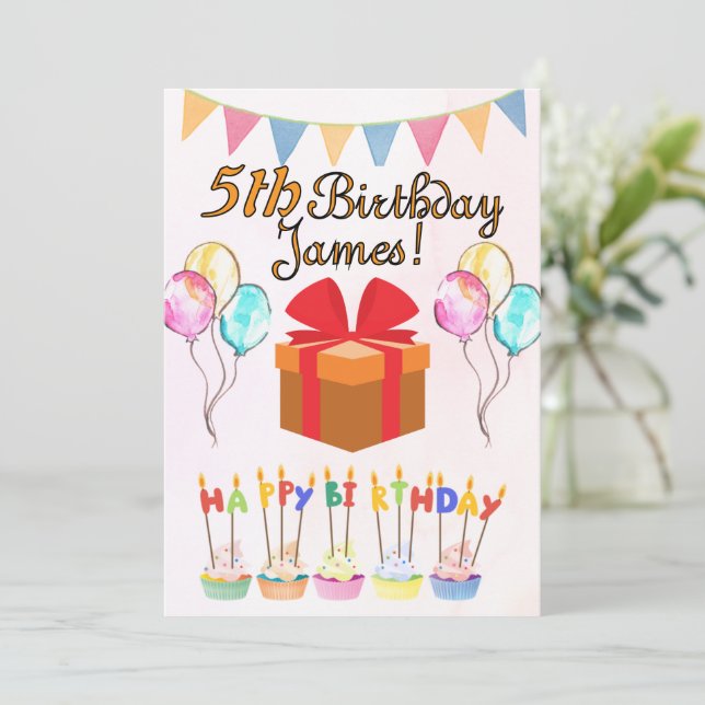 Happy Birthday Card Personalized (Standing Front)