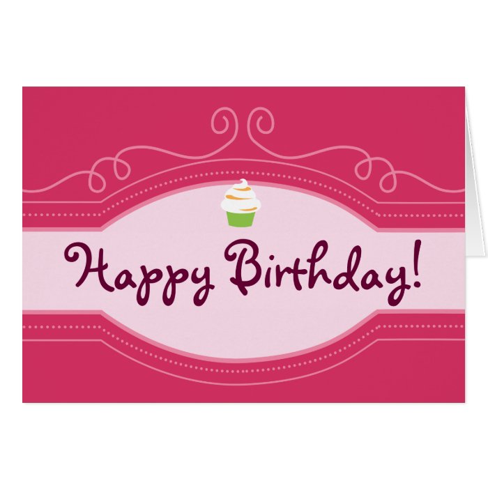 Happy Birthday Card Pink Cupcake