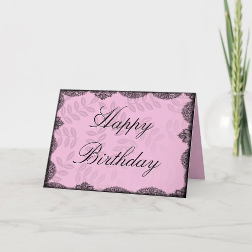 Happy Birthday Card _ Pink Vintage Lace