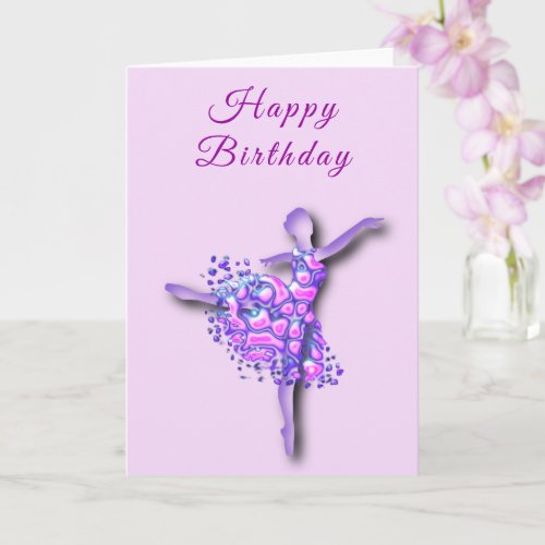 Happy Birthday Card _ Purple Ballet Dancer Girl