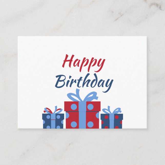 Happy Birthday Card – Red & Blue Gift Box Design (Front)