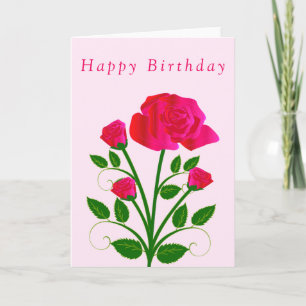 Happy Birthday Card Red Rose