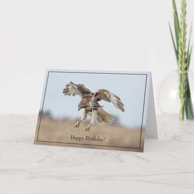 Happy Birthday Card Red-Tailed Hawk (Front)