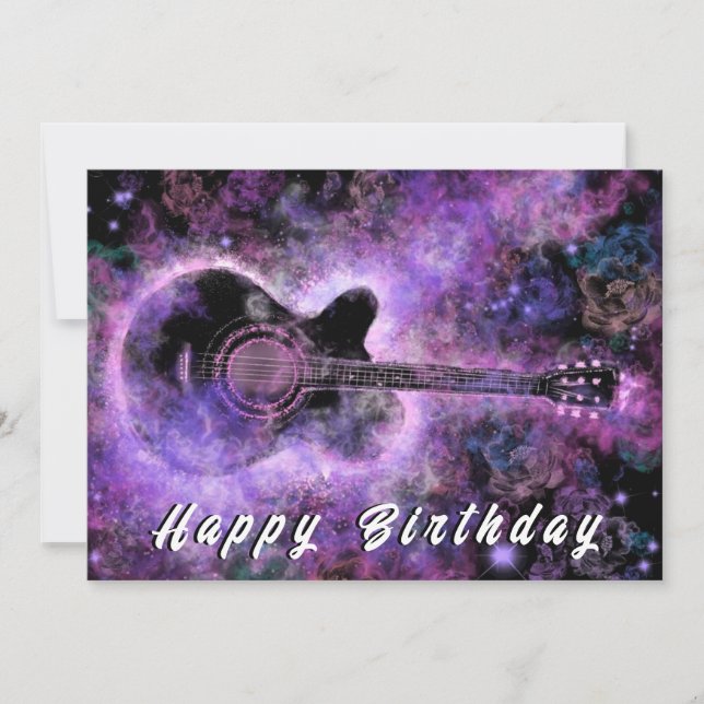 Happy Birthday Card Romantic Guitar Music (Front)