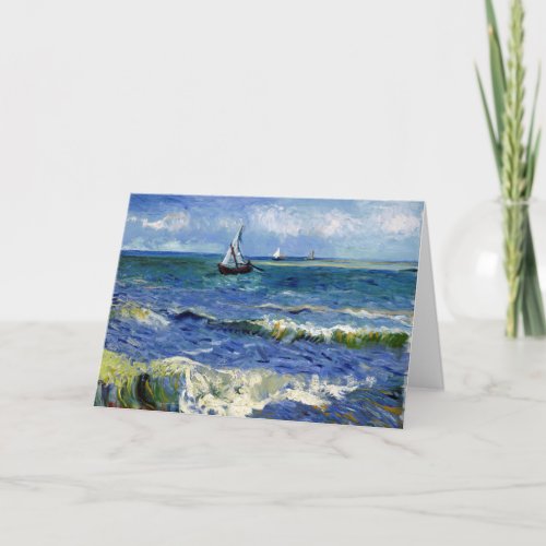 Happy Birthday Card Sailboat on the Ocean Waves