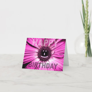 Happy Birthday Card Smile Pink Daisy
