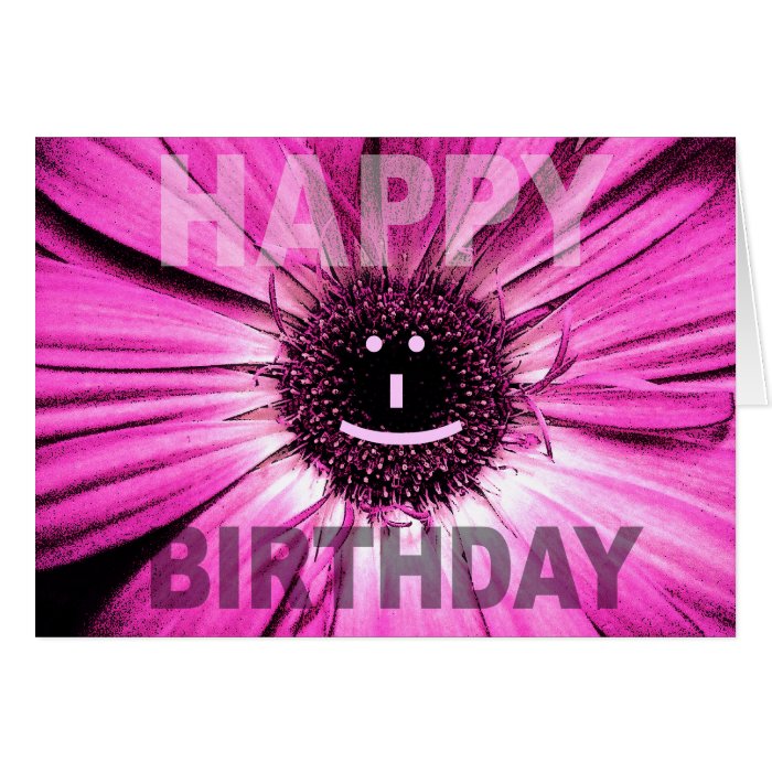 Happy Birthday Card Smile Pink Daisy