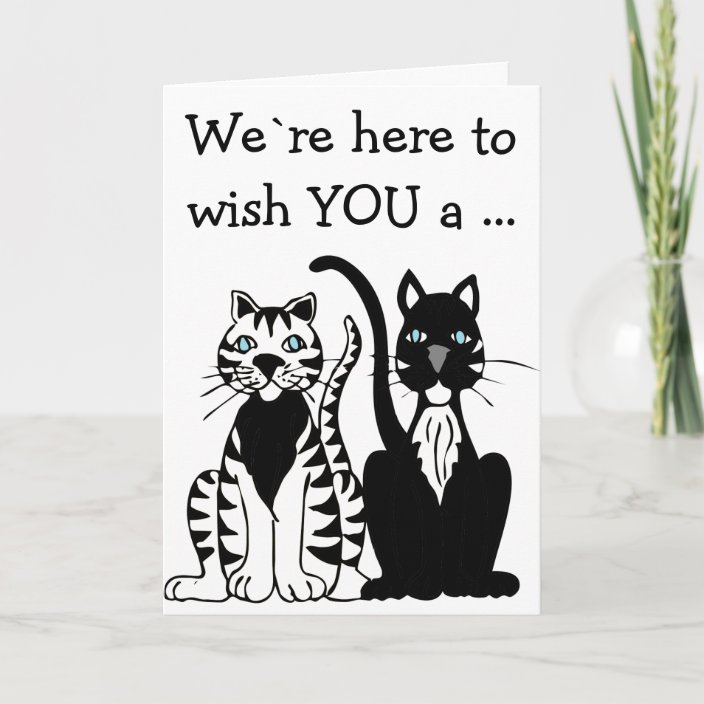 Happy Birthday Card: Two black and white Cats Card | Zazzle.com