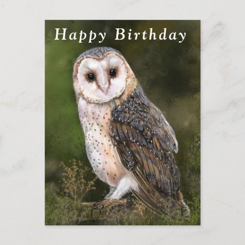 Happy Birthday Card Western Barn Owl