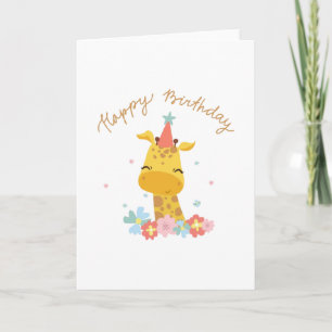 Happy Birthday card with a cute giraffe