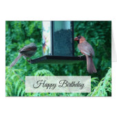 Happy Birthday Card with Cardinals and Squirrel (Front Horizontal)