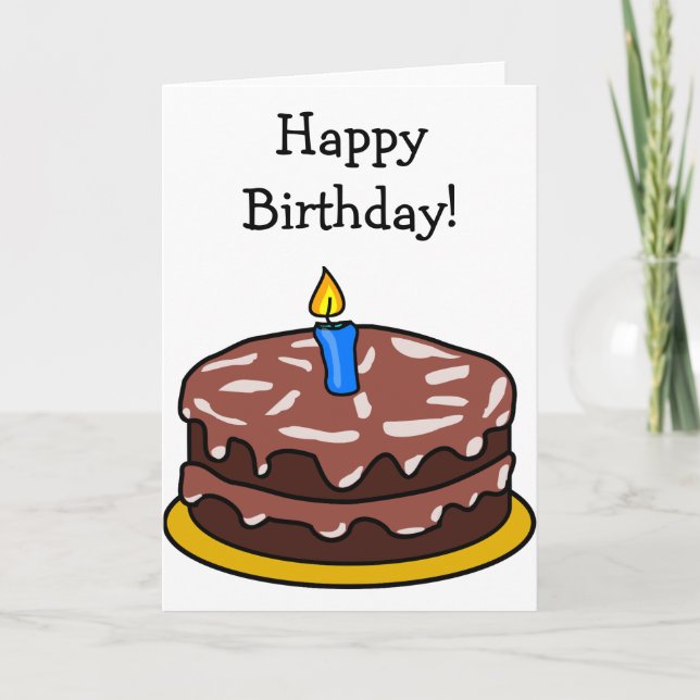 Happy Birthday Card with Chocolate Cake (Front)